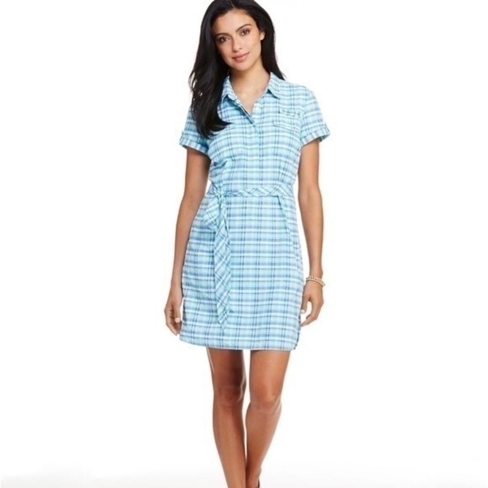 Vineyard Vines Stone Mill Plaid Gingham Coastal Preppy Beach Summer Short Dress